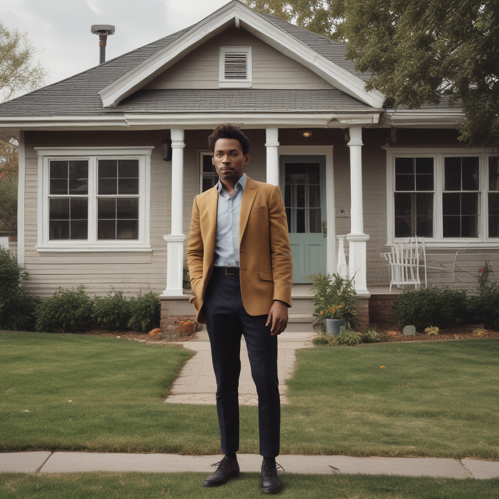 Actor in front of a house