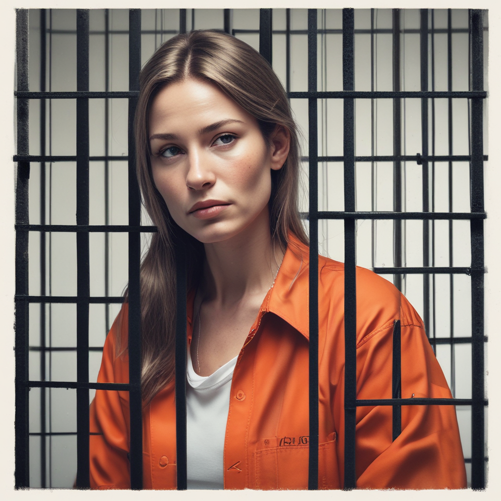 Woman in a prison setting